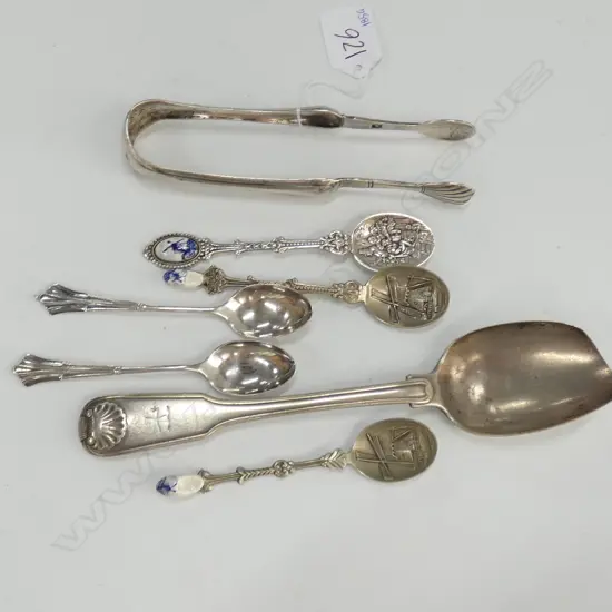 STG SILVER SPOON, PR TEASPOONS, CONTENTIAL SILVER TONGS, 3 DUTCH TEASPOONS158 GRAMS TOTAL