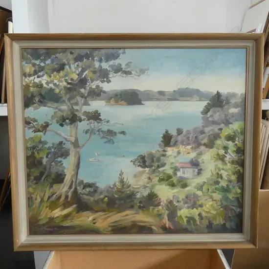 WINIFRED KITE OIL ON BOARD COASTAL SCENE 520 X 650 MM