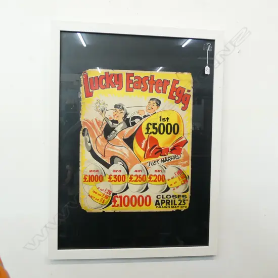 FRAMED PRE LOTTO LUCKY EASTER EGG POSTER C 1950 1020 X 740 MM