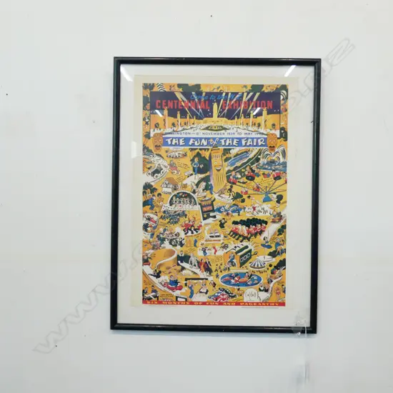 FRAMED N.Z CENTENNIAL EXHIBITION 1939-40 POSTER