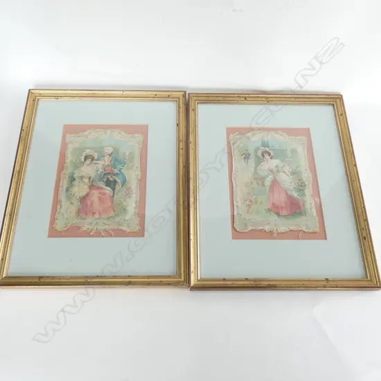 PR FRAMED EARLY 20thC FABRIC PANELS 355 X 280MM