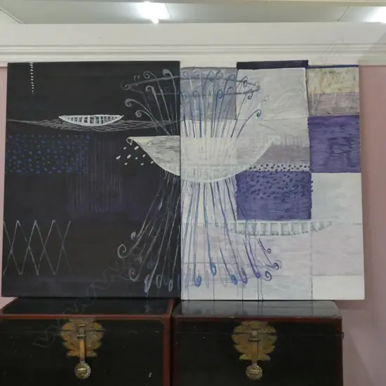 FRANCES HANSEN OIL ON CANVAS DIPTYCH 450 X 500 MM EACH