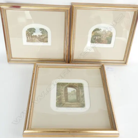 3 PRINTS BY STEPHEN WHITTLE; COBERLY CHURCH, VILLAGE PASTORAL, VILLAGE LANE 320 X 340MM 