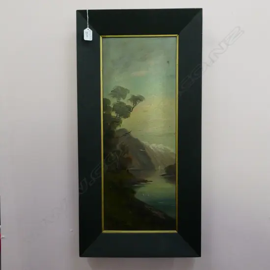 PAUL WREN 'MORNING LAKE MANAPOURI' OIL ON BOARD 755 X 375MM