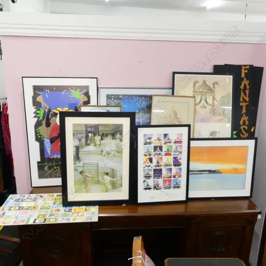 ASSORTED FRAMED PRINTS AND ARTWORKS INCLUDING ORLEANS JAZZFEST POSTER