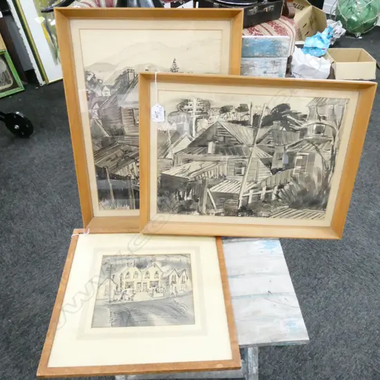 E. A. MICHALICK 2 URBAN W/C 440 X 330MM + 1 OTHER SIGNED SKETCH