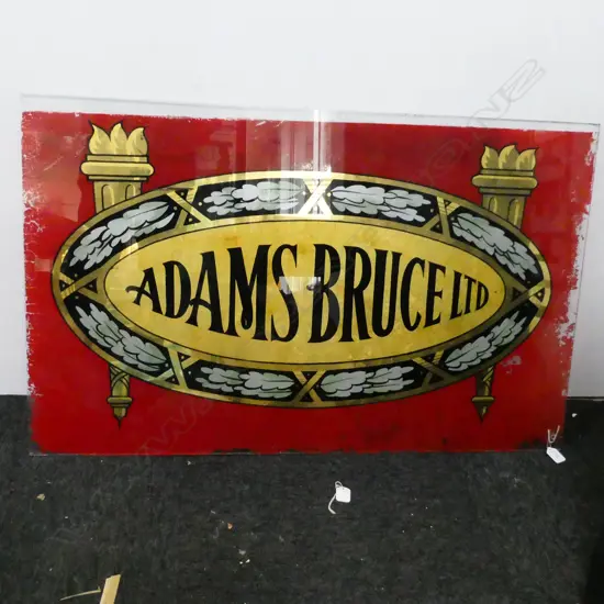 EARLY 20TthC BRUCE ADAMS GLASS SHOP SIGN