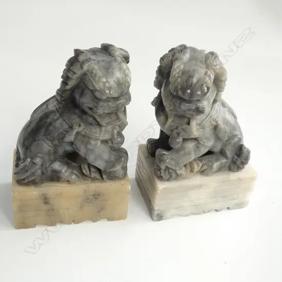 PAIR STONE FOO DOG BOOKENDS, H.120mm