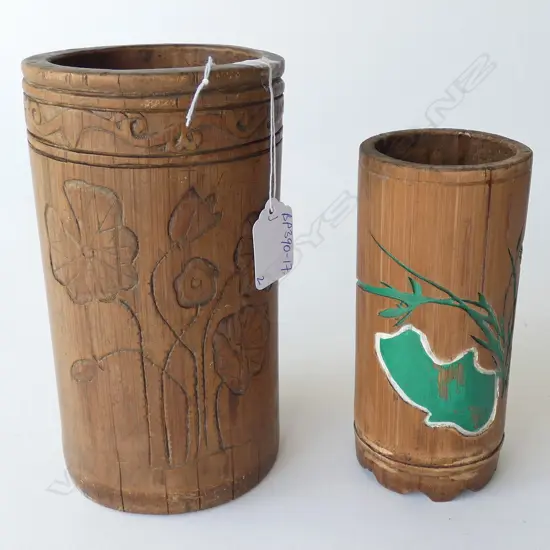 2 OLD CHINESE BAMBOO BRUSH POTS