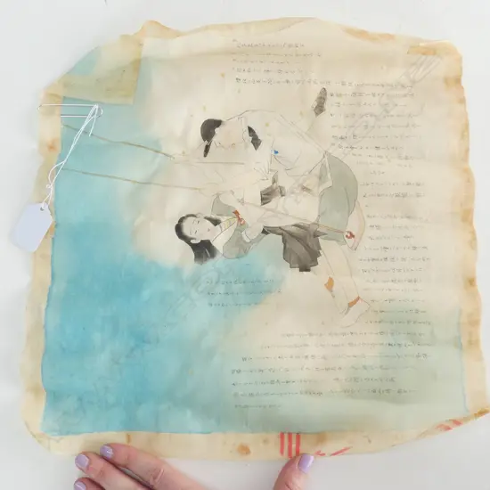 OLD JAPANESE SHUNGA PAINTING ON SILK