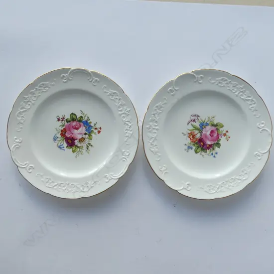 TWO ROYAL CROWN DERBY CABINET PLATES HAND PAINTED BY F. GARNETT