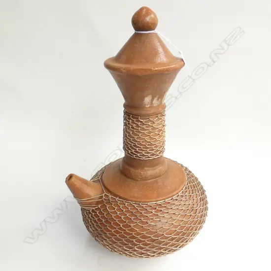 ORIENTAL POTTERY KENDI w STRING BINDING