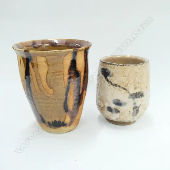 2 JAPANESE POTTERY VASES VARIOUS GLAZES 