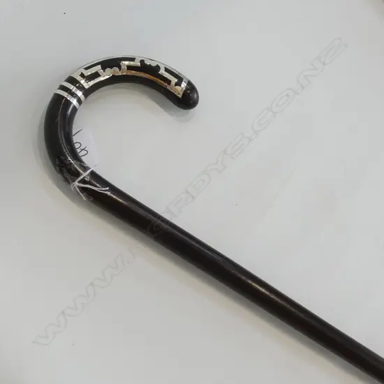 WALKING STICK WITH ART DECO SILVER OVERLAY