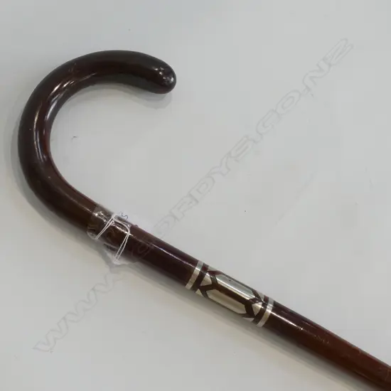 WALKING STICK WITH ART DECO SILVER OVERLAY