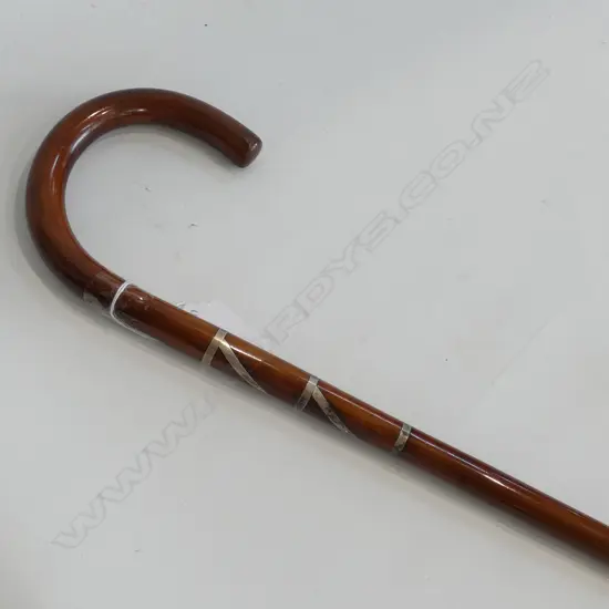 WALKING STICK WITH ART DECO SILVER OVERLAY