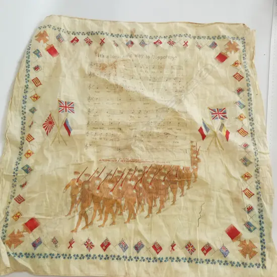 WW1 SOUVENIR ON SILK ITS ALONG WAY TO TIPPERARY