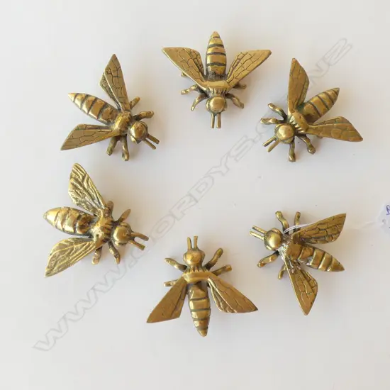 6 SMALL CASTED BRONZE BEES