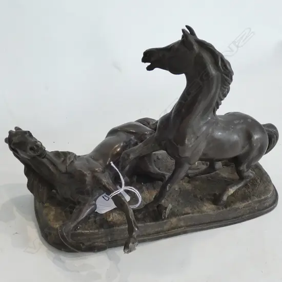VICTORIAN SPELTER HORSE SCULPTURE A.F BROKEN