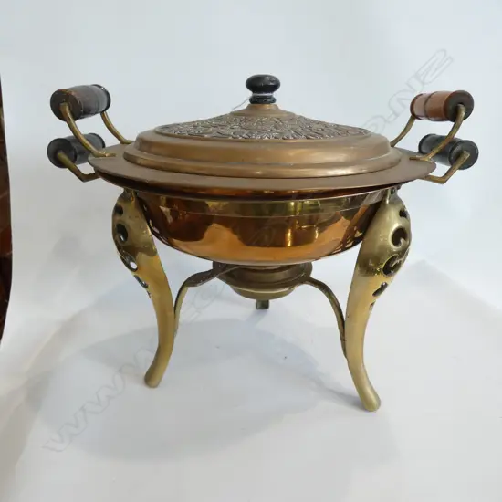 LARGE BRASS FOOD WARMER CHAFING DISH H. 310MM 