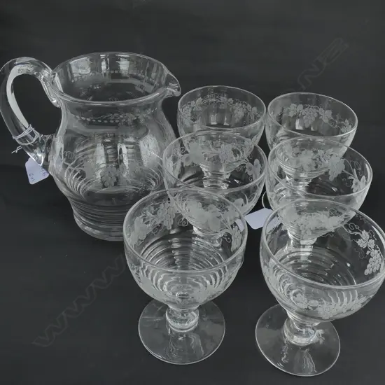6 STUART CRYSTAL GOBLETS H. 120MM + JUG