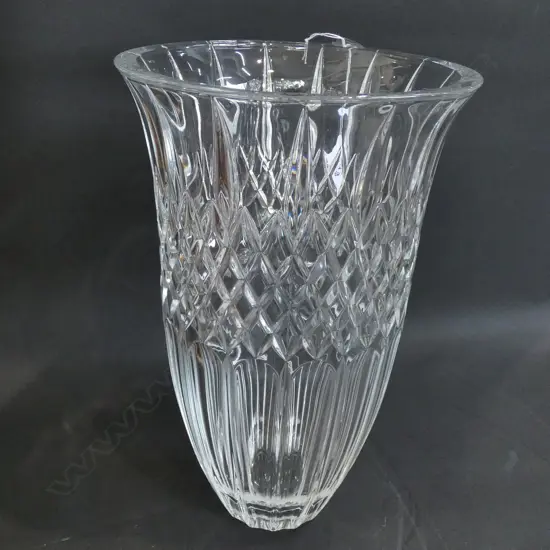 LGE STUART CRYSTAL VASE ETCHED MARK H.300mm