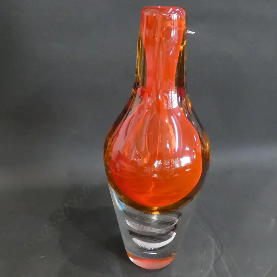 HEAVY ART GLASS VASE, H.320mm