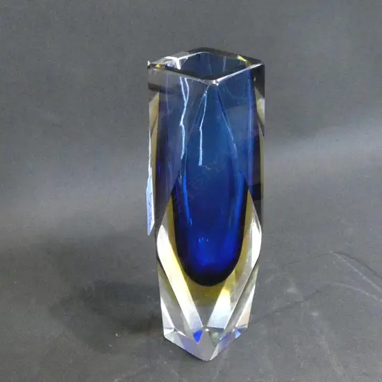 MURANO SOMMERSO GLASS VASE FACETTED H.166mm...