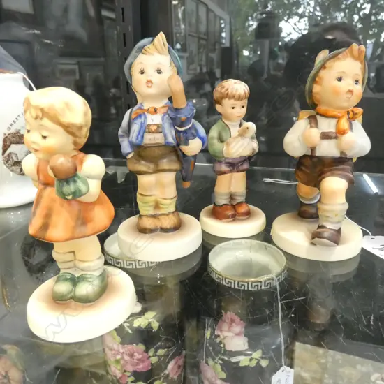 4 X HUMMELS--PUPPET PRINCESS 2103A--HOME FROM MARKET 198 2/0, SCHOOLBOY 82 2/0--I'LL PROTECT HIM 483