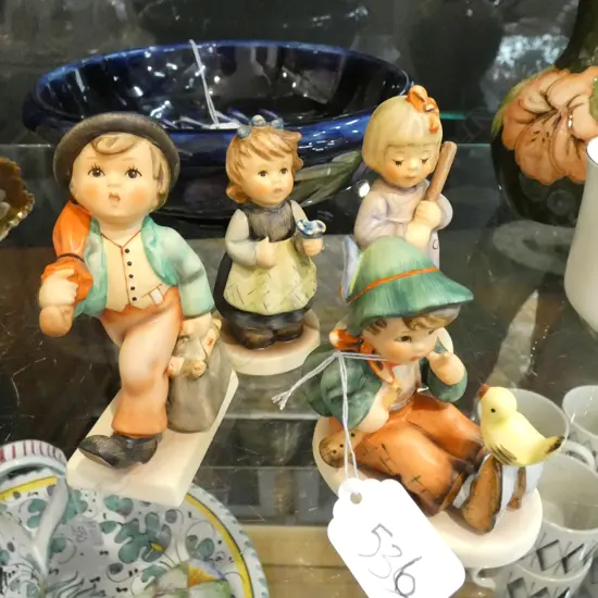 4 X HUMMELS--FROM THE HEART 761 [signed]--SINGING LESSON 63 [signed], , MERRY WANDERER 11 2/0 [signed]--SHARPEST STUDENT