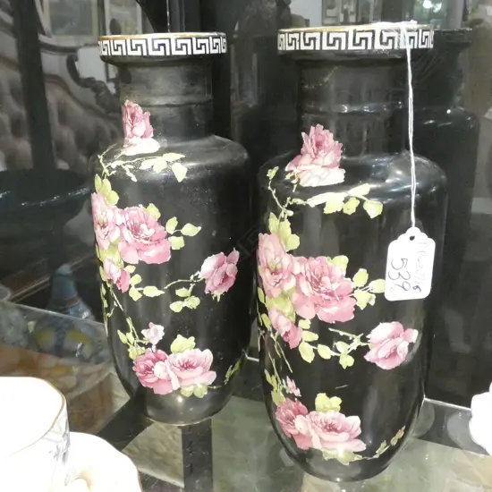 PR OF EDWARDIAN FLORAL VASES