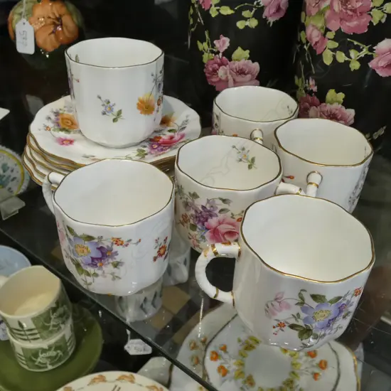 6 CROWN DERBY COFFEE CANS AND SAUCERS