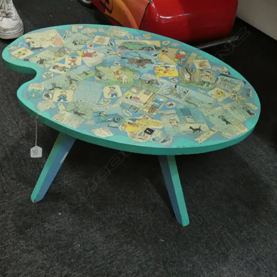 CHILDS RETRO PAINTED SIDE TABLE WITH RUPERT BEAR