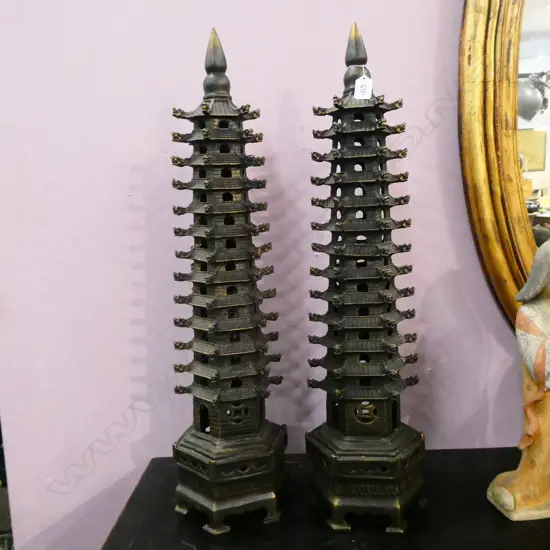 PR DECORATIVE TALL BRONZED PAGODAS H. 750MM