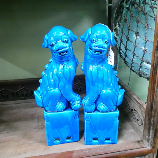 PR CHINESE TURQUOISE GLAZE FOO DOGS