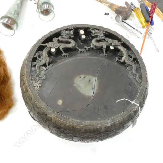 CHINESE 'INK STONE' DRAGON DECORATED...