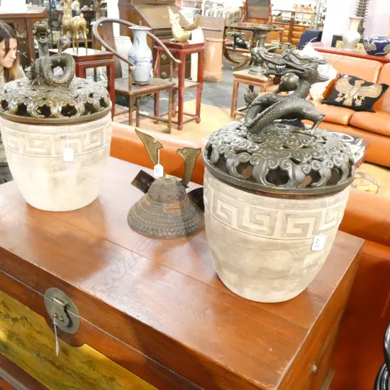 PR TERRACOTTA POTS GREEK KEY DESIGN H. 270MM DIA. 300MM