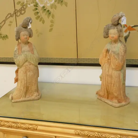 PR TERRACOTTA CHINESE FEMALE FIGURES H. 470MM