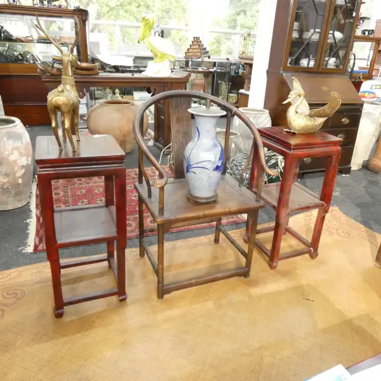 PR RED PAINTED ORIENTAL TABLES H. 825MM