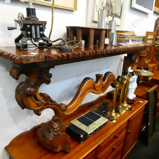 UNUSUAL ANTIQUE WALNUT CONSOLE TABLE 