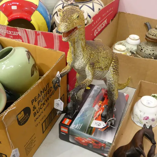 2 CHILDRENS TOYS; LEGO CAR & T REX