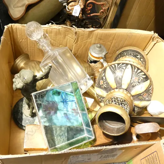 PR GLASS VASES, SPELTER FIG, PLANE ETC