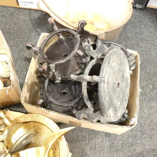 BOX LOT BLACK ORIENTAL WOODEN STANDS 