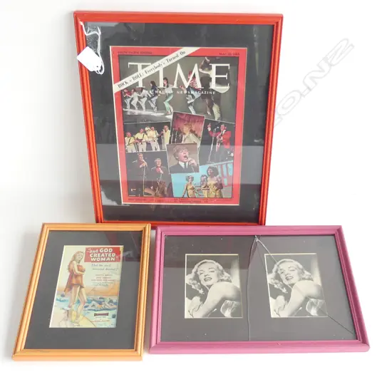 (20) 3 FRAMED ITEMS, MARILYN MONROE & TIME WEEKLY NEWS MAGAZINE COVER