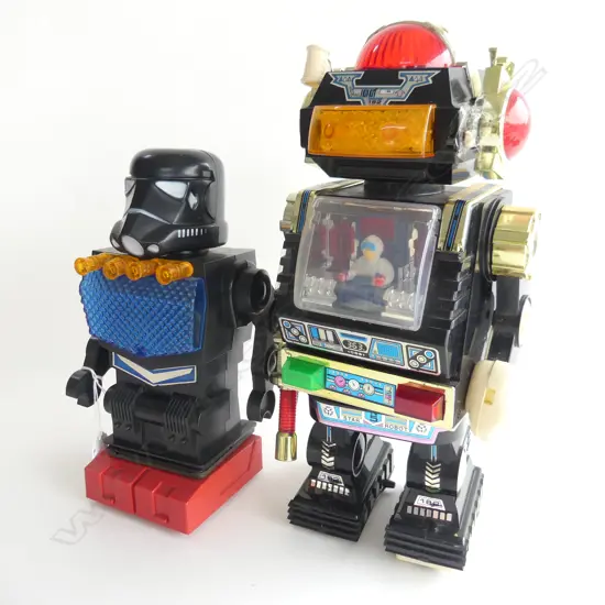 (3) 2 BLACK PLASTIC ROBOTS