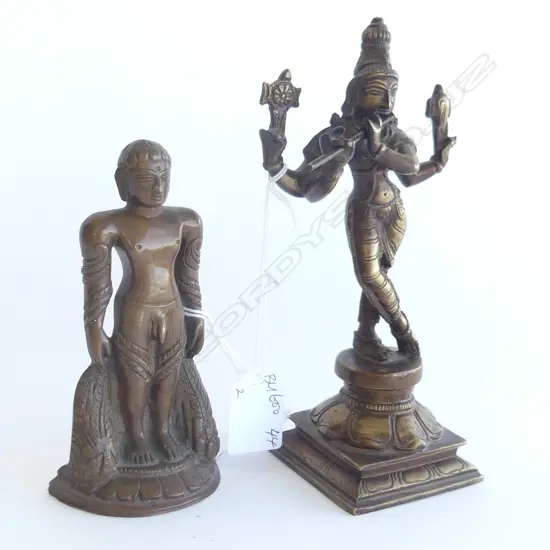 (15) 2 INDIAN BRASS FIGURES TALLEST, H. 195mm