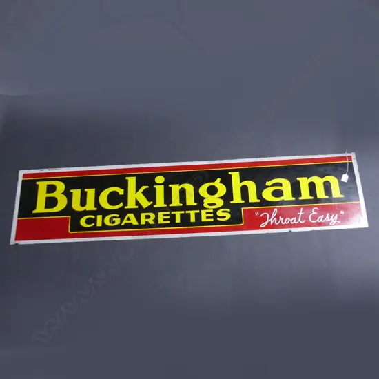 VINTAGE BUCKINGHAM CIGARETTES ENAMEL ADVERTISING SIGN, 340 x 1530mm