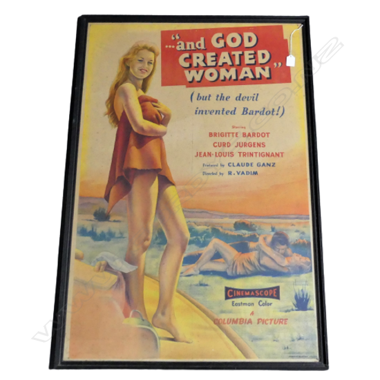 FRAMED MOVIE POSTER STARRING BRIGITTE  BARDOT IN 'GOD CREATED WOMAN