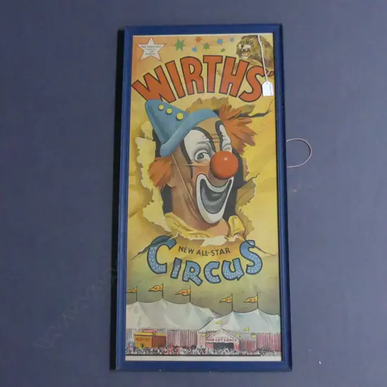 VINTAGE WIRTHS CIRCUS ADVERTISING POSTER FRAMED, 780 x 350mm