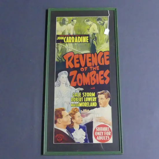 'REVENGE OF THE ZOMBIES' FRAMED MOVIE POSTER, 720 x 310mm